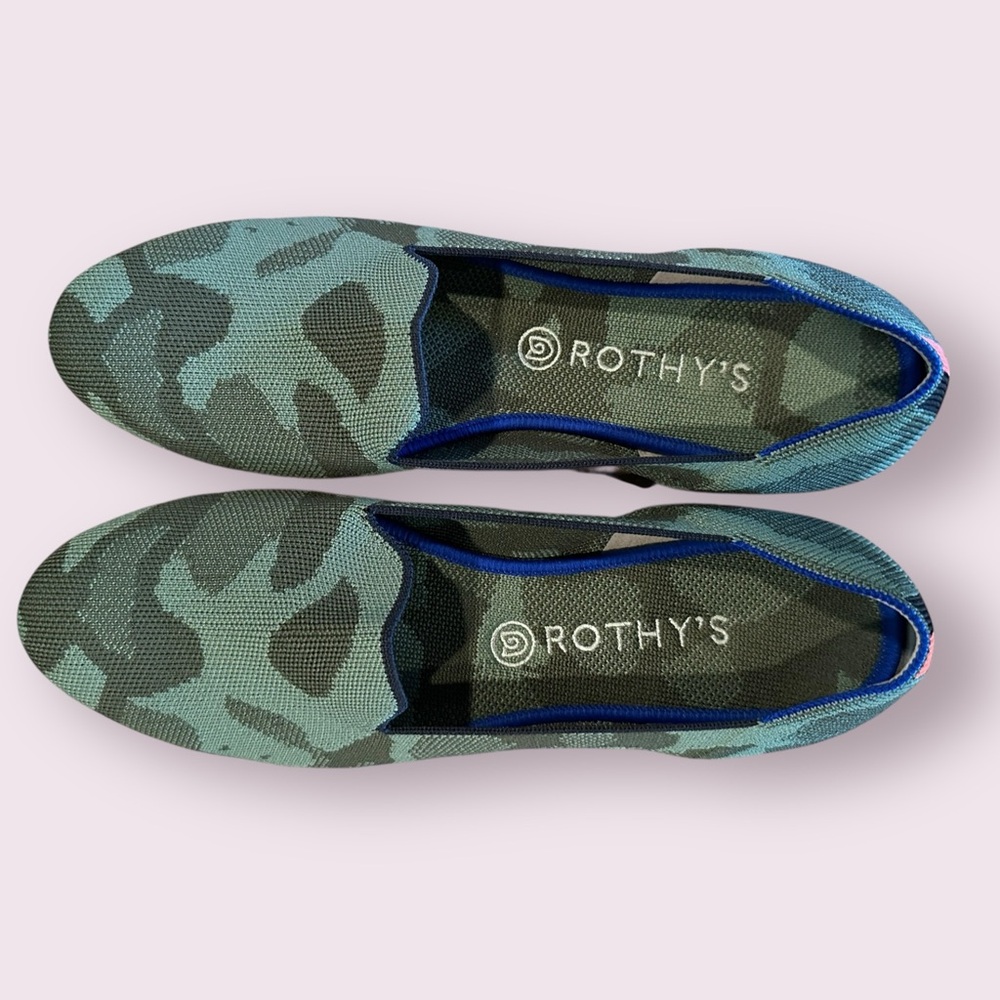 Rothy’s The Loafer Camo Green Women’s Flats Size 12